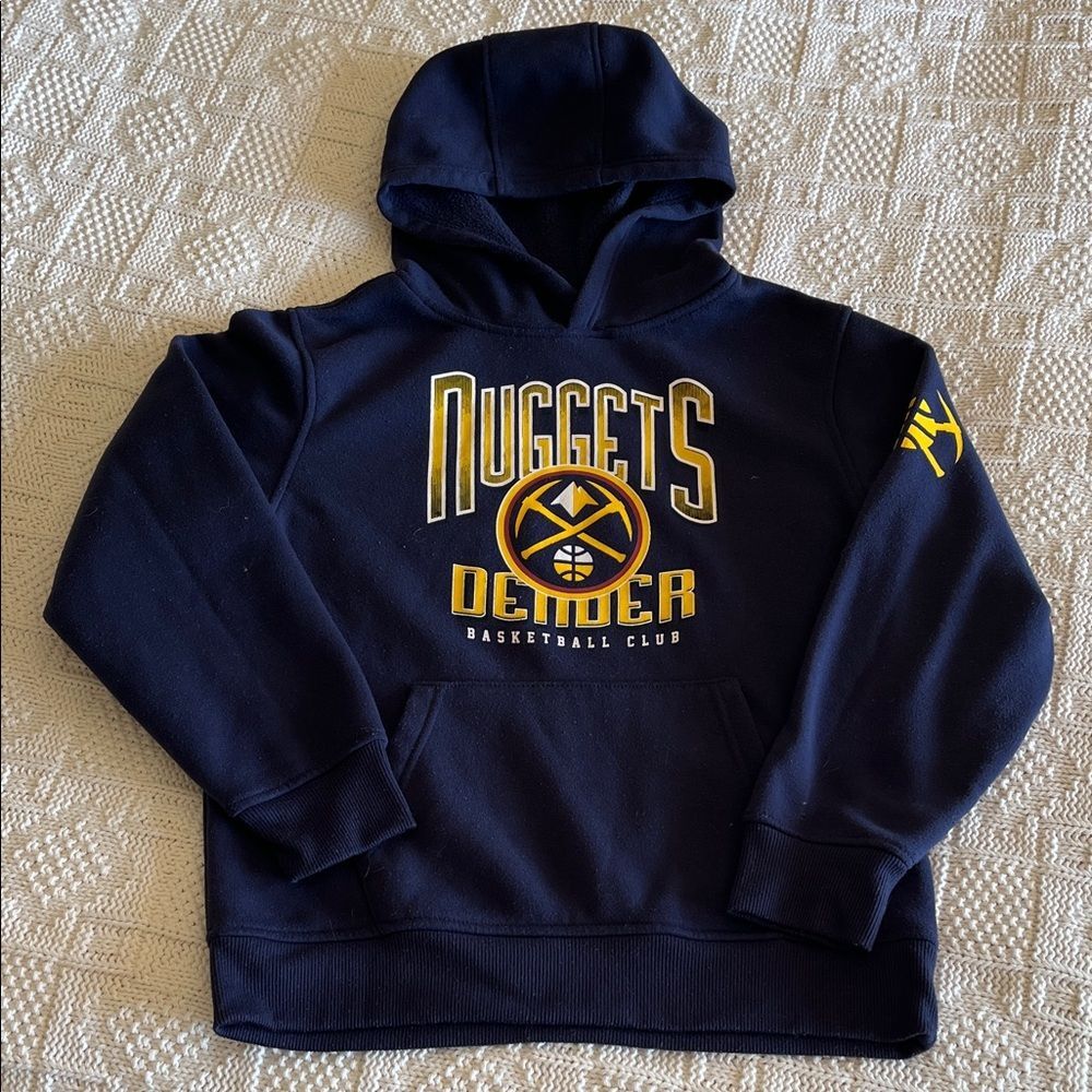 NBA Store Kids' Denver Nuggets Starter Navy Arch Stripe Fleece Hoodie Sz 14-16